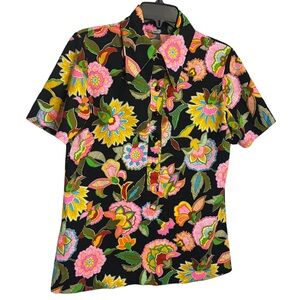 Vintage 1960s Volup Psychedelic Dagger Collar Pullover Shirt